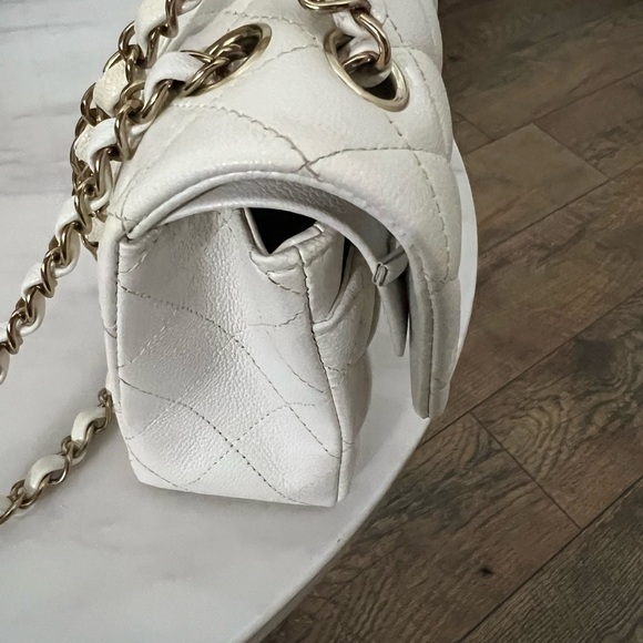 White Chanel Small Classic Flap with Gold Hardware - Picture 11 of 11